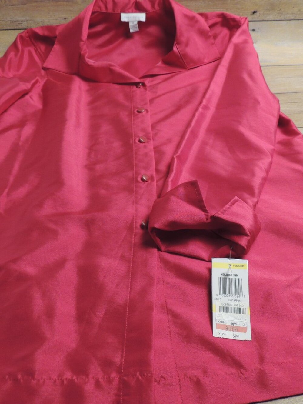 Charter Club Raspberry Fig Button Up Blouse Size M NWT Holiday Party Top